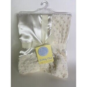 Lullaby Kids Sherpa Dot and Satin Back Baby Blanket Off White Cream NEW